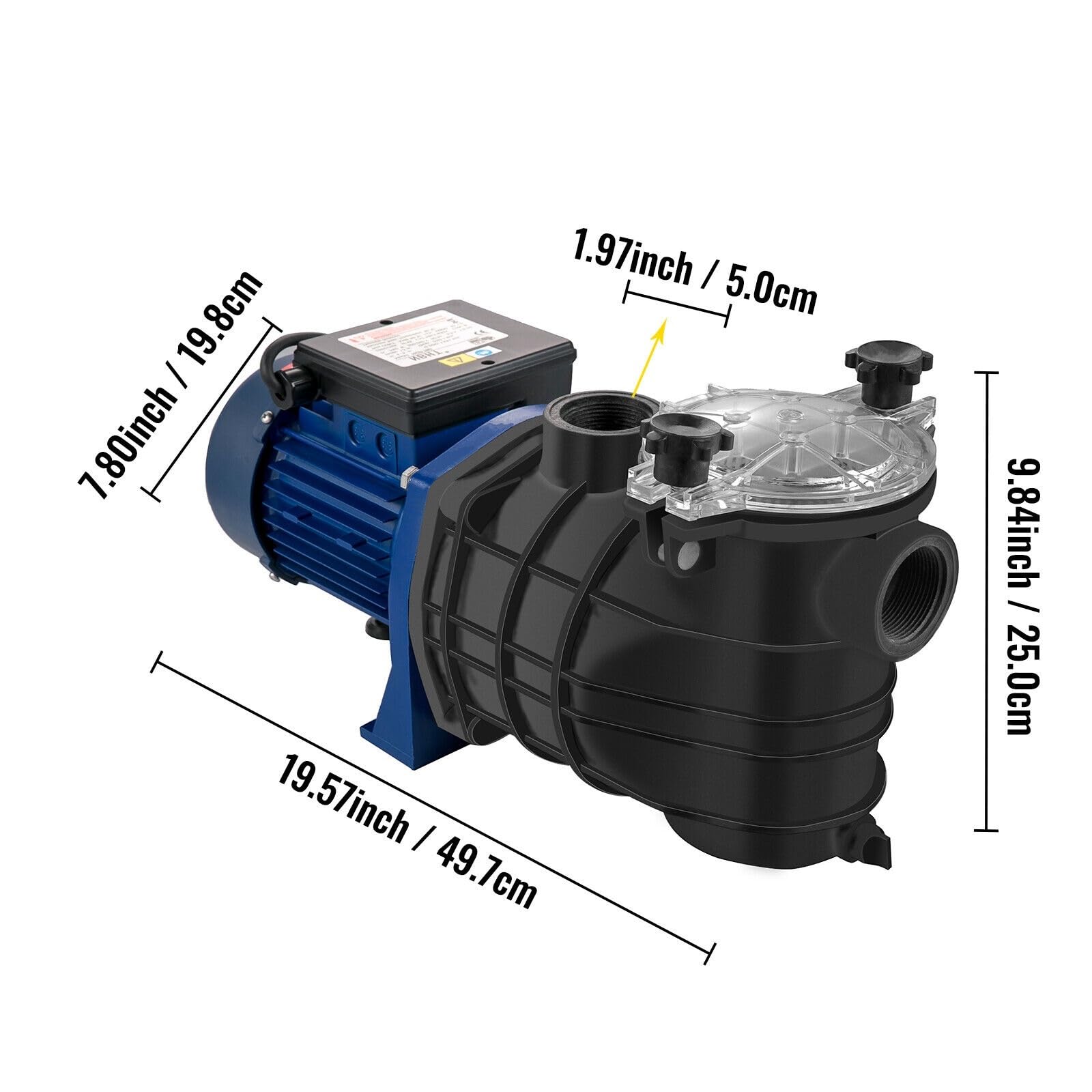 1H-P Pompa for Piscina Pompa for Piscina 15000 L/h 750W Pompa for Piscina Interrata/Fuoriterra for Acqua Pulita della Piscina Efficienza
