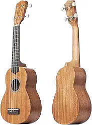 Ukeleles Ukulele de 53 cm, mini instrumento musical de madeira maciça com cordas, alça de martelo de polegar para iniciantes, ukuleles