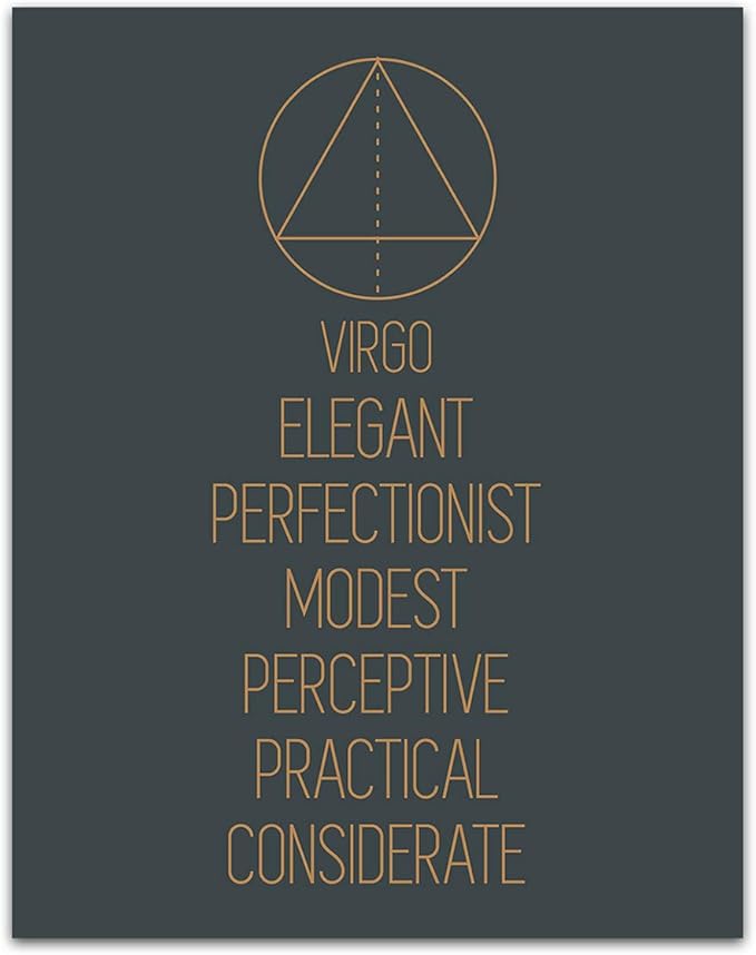 TJ Originals Virgo Zodiac Sign Spiritual Wall Art Decor, Minimalist Motivational Posters, Gym Motivational Wall Art, Office Zen Room Decor, Yoga Meditation Room, Zen Wall Art for Living Room (11x14)