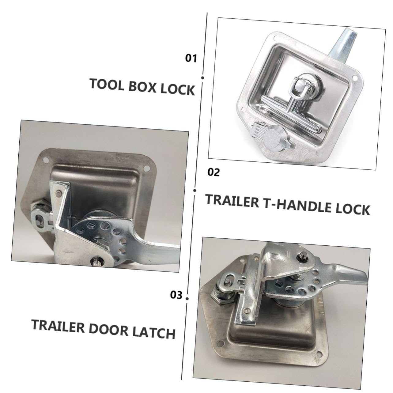 HOMSFOU Serratura T in Acciaio Inox Serratura per Rimorchio Chiavistello per Porta Rimorchio per Cassone Completo con Maniglia T e Chiavi