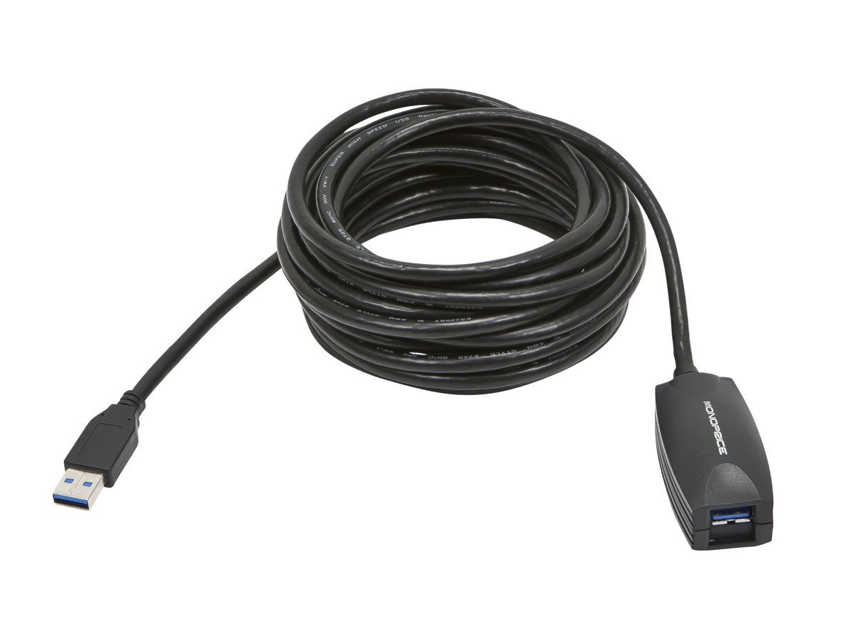Monoprice 5-meter USB 3.0 A Male to A Female Active Extension Cable, Black