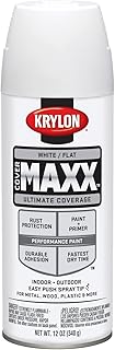 Krylon K09194000 COVERMAXX Spray Paint, Flat White, 12 Ounce