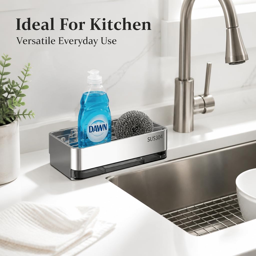 304 Steel Soap Dish Wall Mount, Mirror Polish, No Drill, Detach