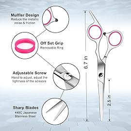 Sirabe 9 PCS Hair Cutting Scissors Thinning Shears Kit, Professional Haircut Scissors Set, Barber Hairdressing Texturizing Shears Tools for Salon Home Men Women Kids Adults Pet