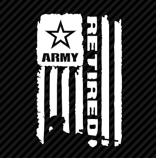 Edward and Co Sticker Distressed Army Retired Flag Decal United States Army Military for Car Truck Window Laptop Bumper US (White,3.5 inch x 5.5 inch )