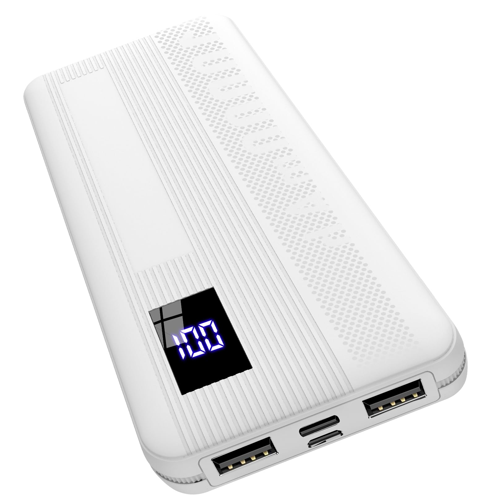 Dbasne Portable Charger, Slimmest 10000mAh 3A Power Bank USB C Input and USB A Output, with LED Display Phone External Battery Pack Compatible for iPhone 15/14/13 Samsung S22 S21 Google iPad etc