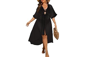 Women Cover Ups Plus Size Swimsuit Chiffon Kimono Long Cardigan Open Front...