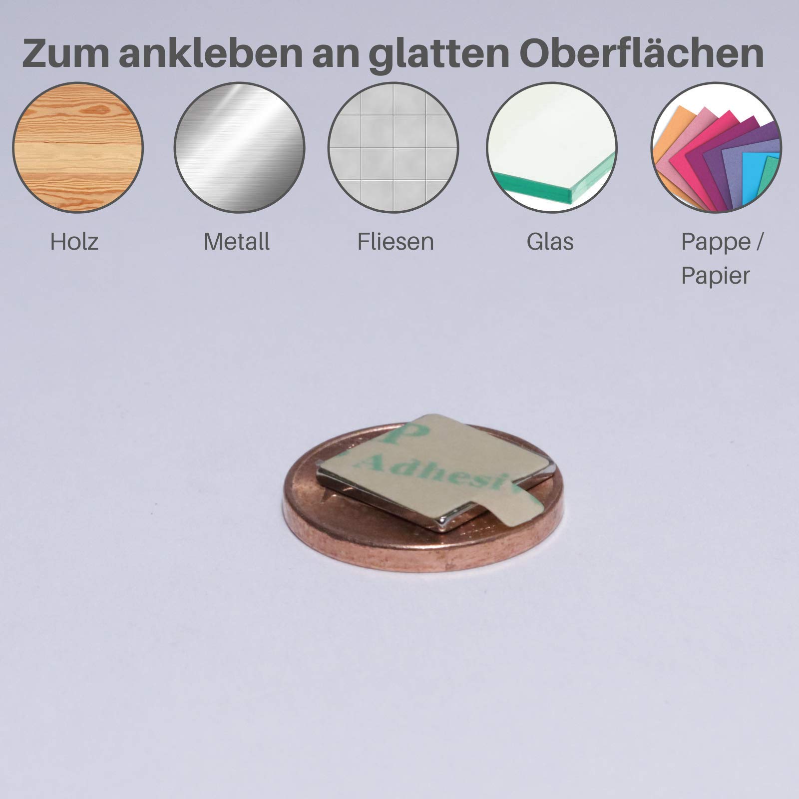 Smagnon Selbstklebende Neodym-Magnete – 10 Scheiben (10 X 0,6 Mm) Mit 3M Kleberücken, N/S Paare