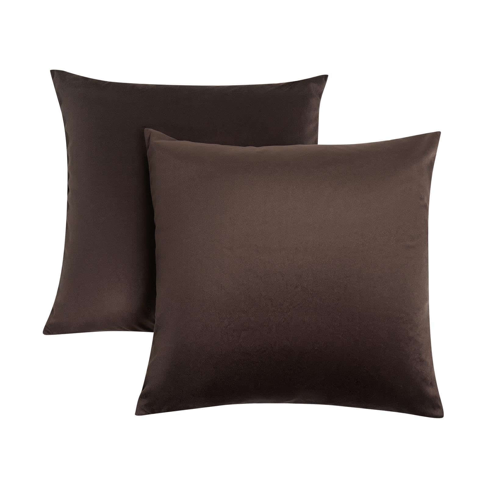Ohs 2 X Matte Velvet Cushion Covers Soft Plain ZipBrown from B&Q