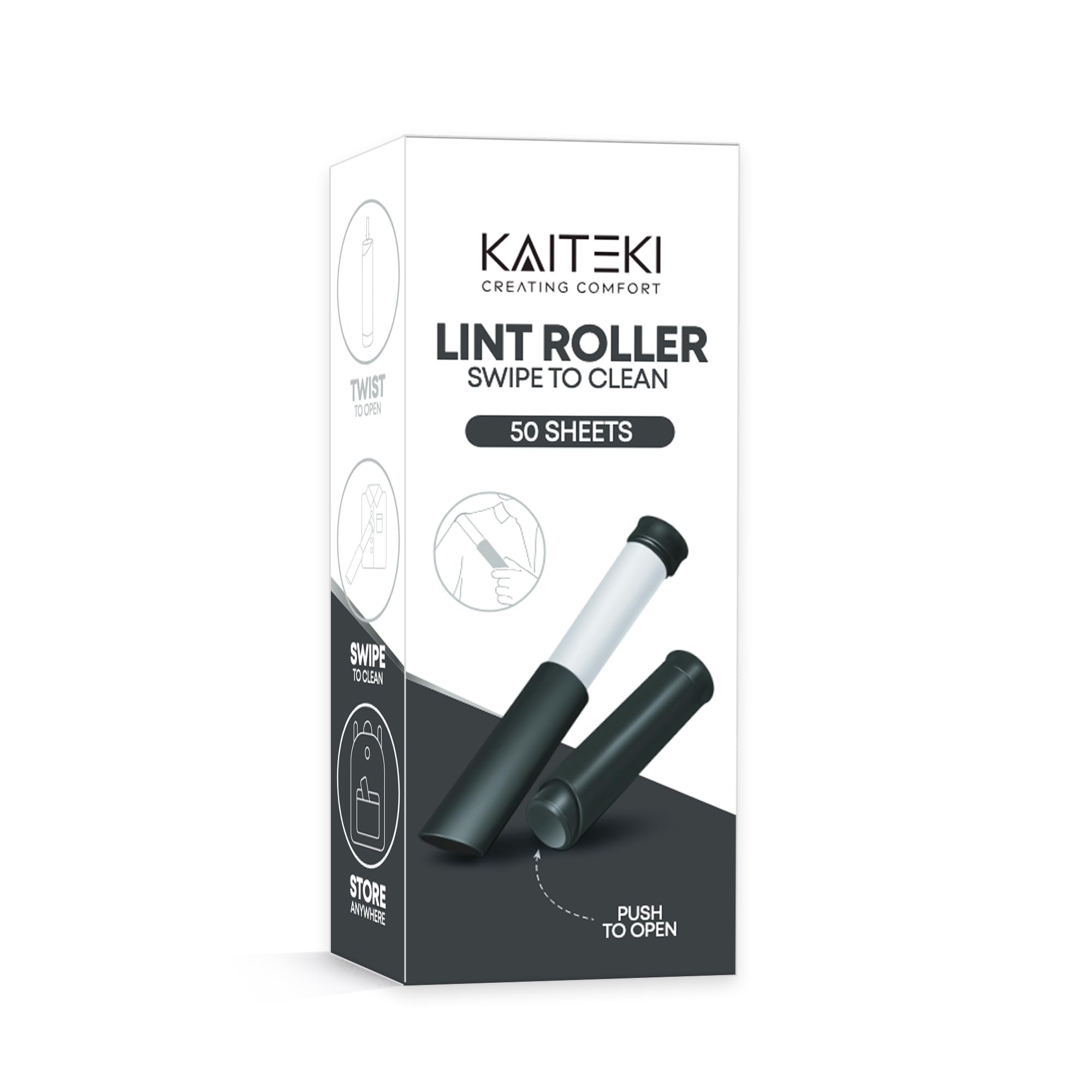 Kaiteki Portable Lint Roller with 100 Sticky Sheets, Mini Pet Hair Remover, Lint Roller for Cats, Dogs, Kids - Travel Roller for Clothes Backpack