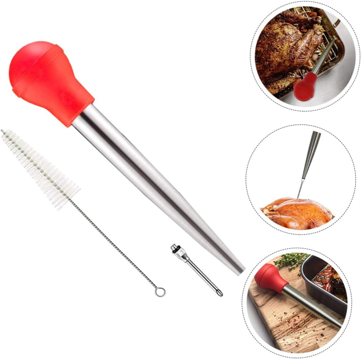 COLLBATH Oil Suction Pump Turkey Marinade Injector for Juicy Meat Essential Kitchen Tool for Bbq Camping Outdoor Cooking