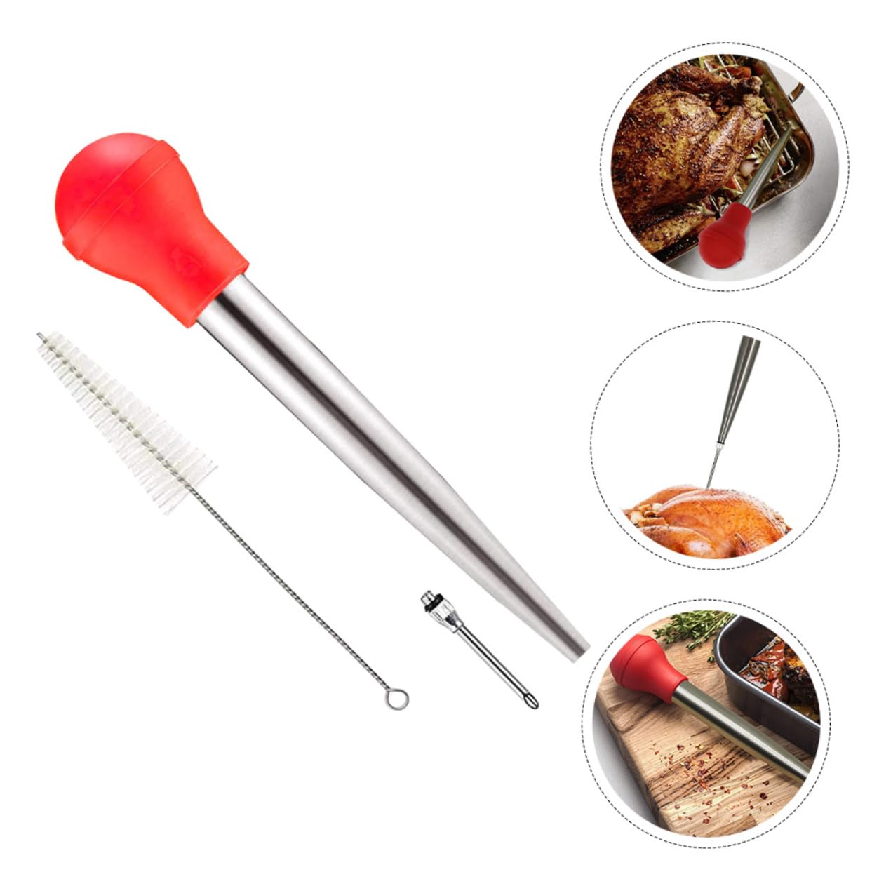COLLBATH Stainless Steel Turkey Seasoning Turkey Injector Meat Injector Marinade Kit for Cooking