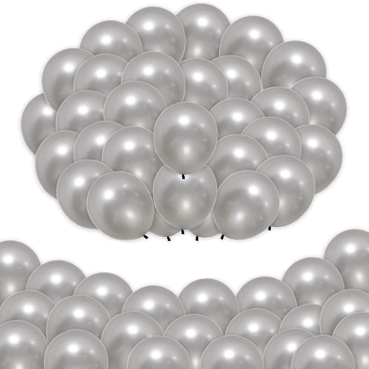 Elecrainbow 5 Inch 100 Pieces Mini Small Silver Balloons for Graduation Birthday Baby Shower Wedding Thanksgiving Anniversary Party Decorations