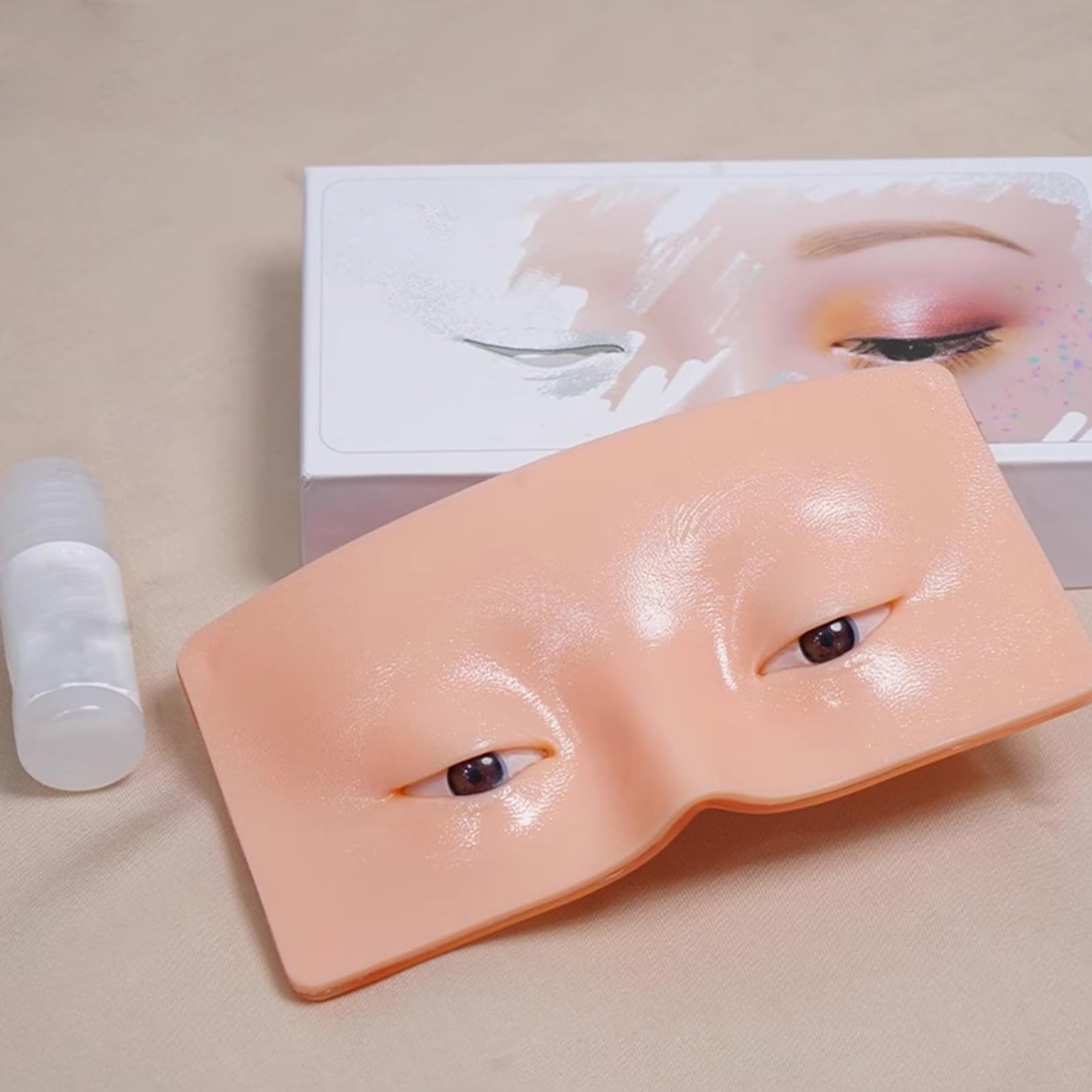 Générique Visage de Mannequin de Maquillage,Aide au Maquillage en Silicone Réutilisable - Planche d'Entraînement pour Yeux - pour Extensions De Cils Fard À Paupières Sourcils