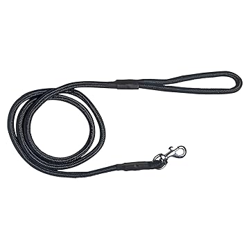 Modern Pets House 9mm Thick Heavy Duty Imported Rope Leash with Anti-Slip Handle| Waterproof Neck Rope Leash Belts with Strong Hook| Walking Jogging Training Rope Leash for Medium Dogs (Black, 9mm, Medium)
