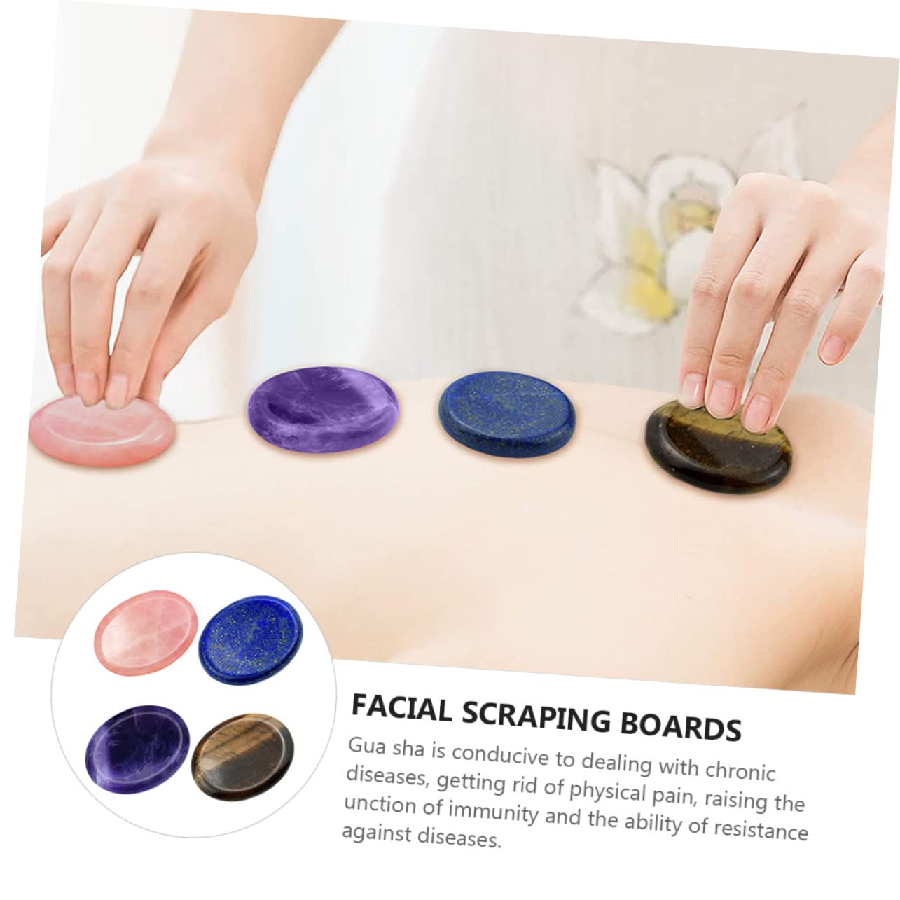 Didiseaon 3 Juegos 4 Piezas Piedra pulgar outlet exit para la cabeza masajeador de cuello rodillo de masaje masajeador de ojos tablas faciales de gua sha tableros de jade gua sha Cuerpo joya