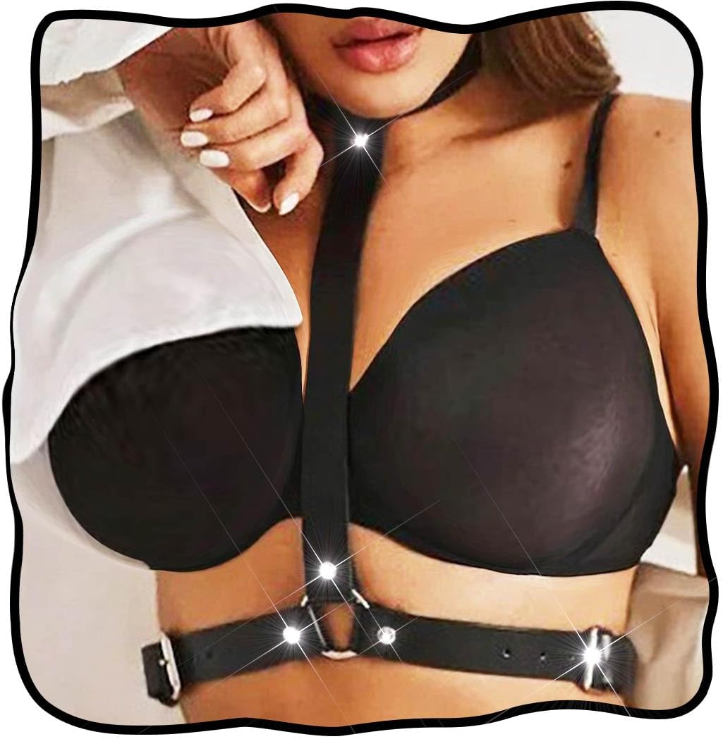 Fstrend Leather Chest Harness Belt Fashion Rave Black Body Accessory - Image 2