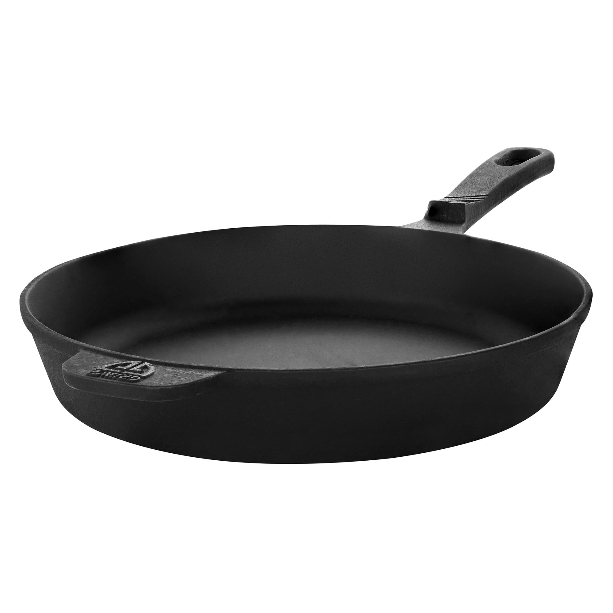 GRÄWE CI 350 patelnia żeliwna Ø 28 cm, patelnia z żeliwa, zestaw patelni z łopatką, ochrona uchwytu (prawdziwa skóra), środek do czyszczenia pierścieni, patelnia do kuchenek indukcyjnych i grillowych