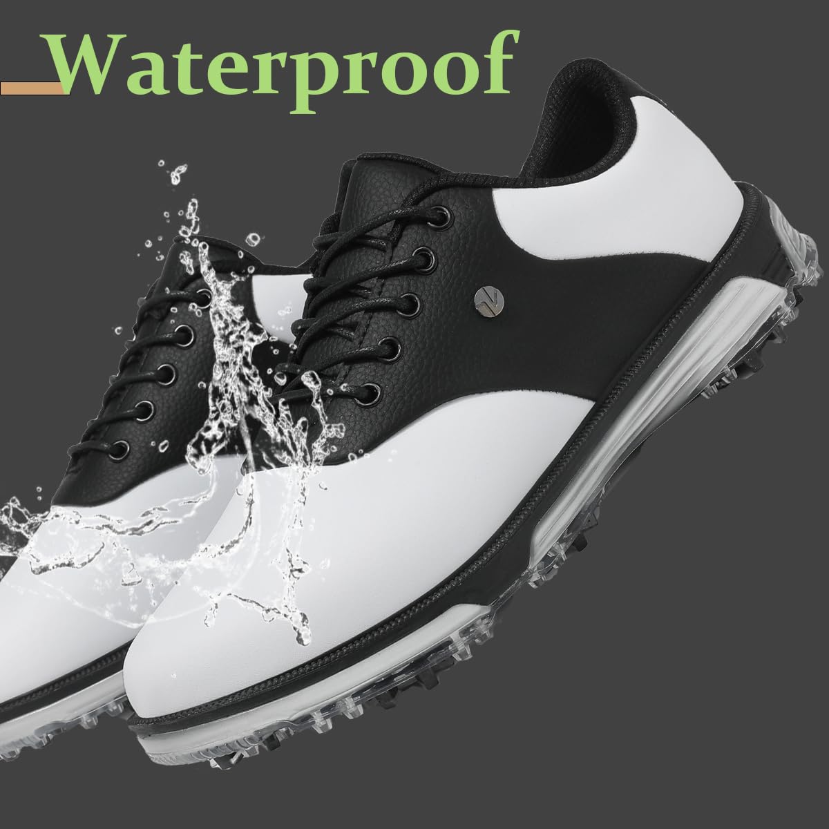ULTIANT Golfschuhe Herren wasserdichte Feste Spikes mit TPU-Schutz rutschfest für Golfplatz Freizeit