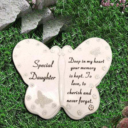 David Fischhoff – Decorazione Commemorativa Per Tomba A Forma Di Libro Con Farfalla E Diamanti | Targa In Resina Panna 20x19 Cm