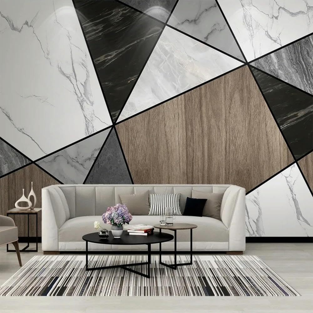 ZEZILE Niestandardowa tapeta w dowolnym rozmiarze nowoczesna ściana 3D geometryczny marmur drewno szycie mural do sypialni salonu dekoracja