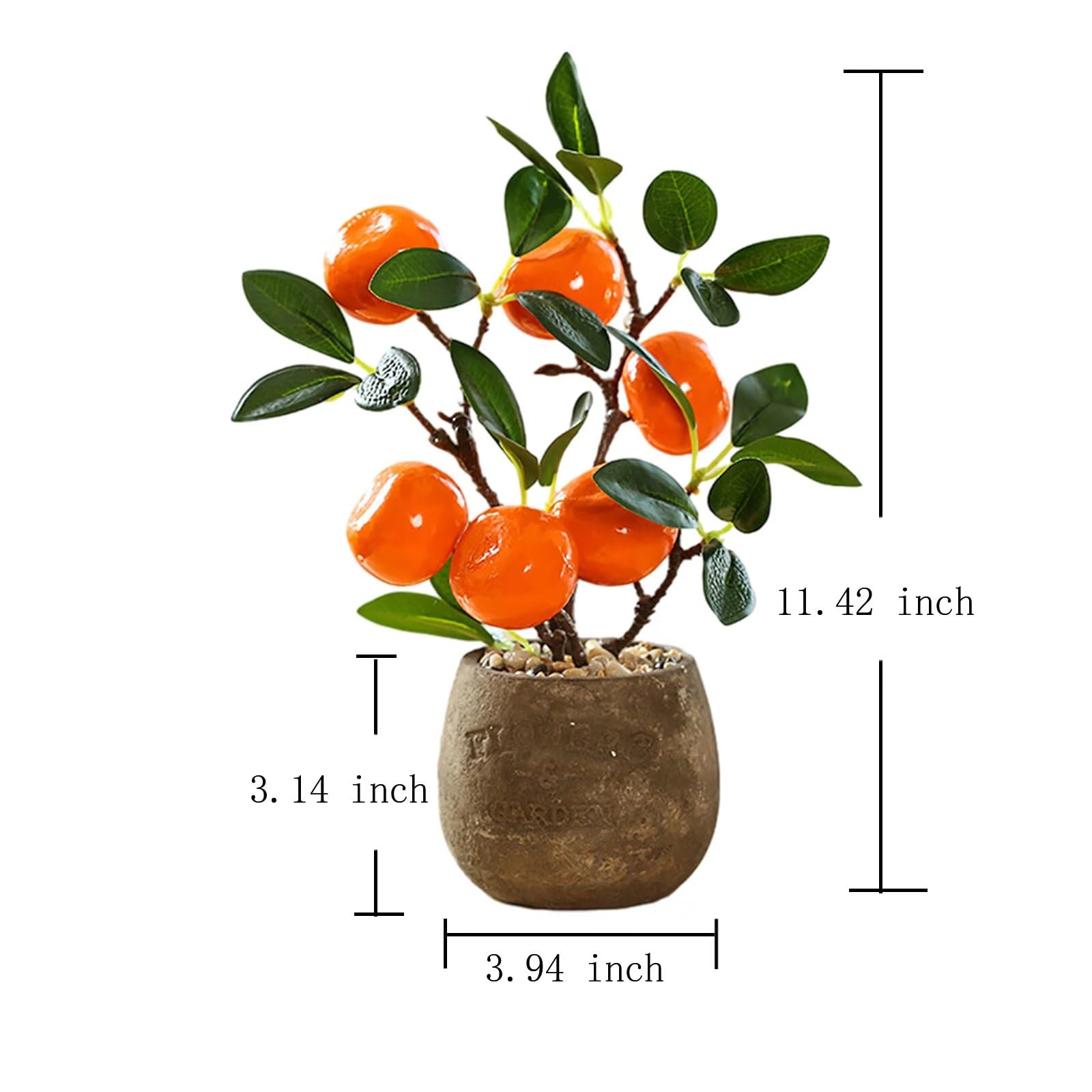 Lovmeety Mini Artificial Potted Tangerine Tree in Pot, Fake Potted Plants Lifelike Tangerine Decorative Fruits for Home Party Office Decoration Table Centerpiece Decoration (2 Pack)