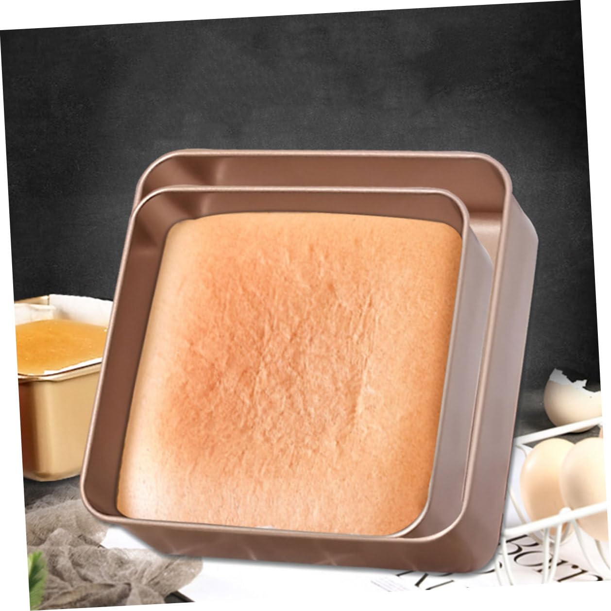 Edelstahl Backform Kuchenform Quadratisch 21X21X8cm Hitzebeständig Antihaft Mehrzweck Backform für Kuchen Käsekuchen Pizza und Snacks