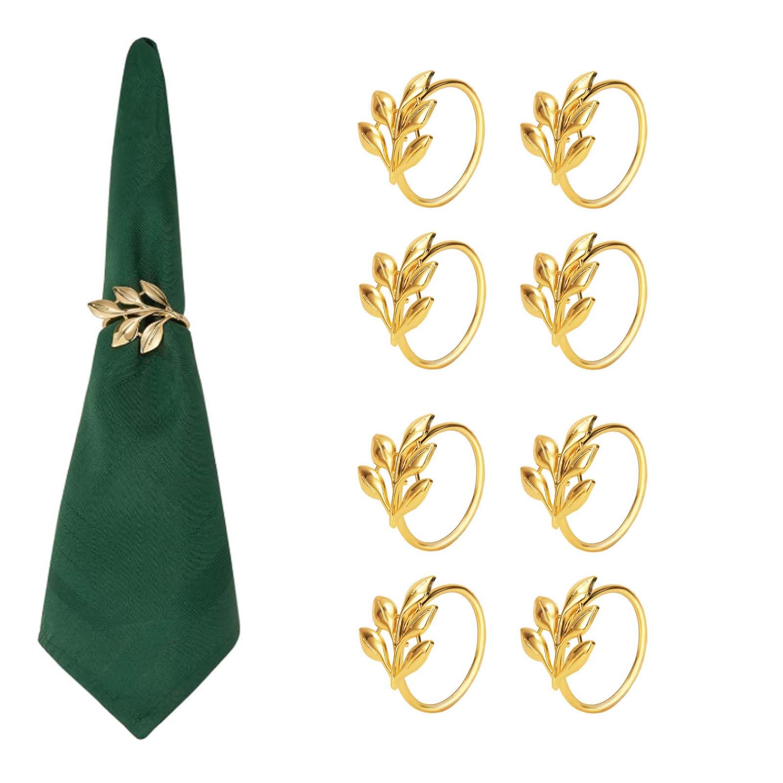 8pcs Napkin Rings, Golden Leaf Design Napkin Holder for Dining Table, Elegant Table Napkin Rings for Wedding, Feast, Banquet, Festival-image-39