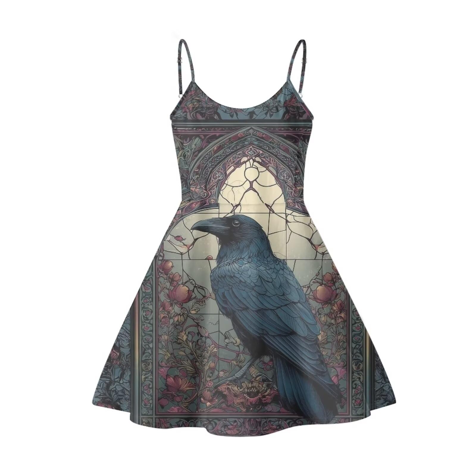 Women's Spaghetti Strap Dress Summer Casual Swing Sundress Girls Beachwear Swing Mini Dress