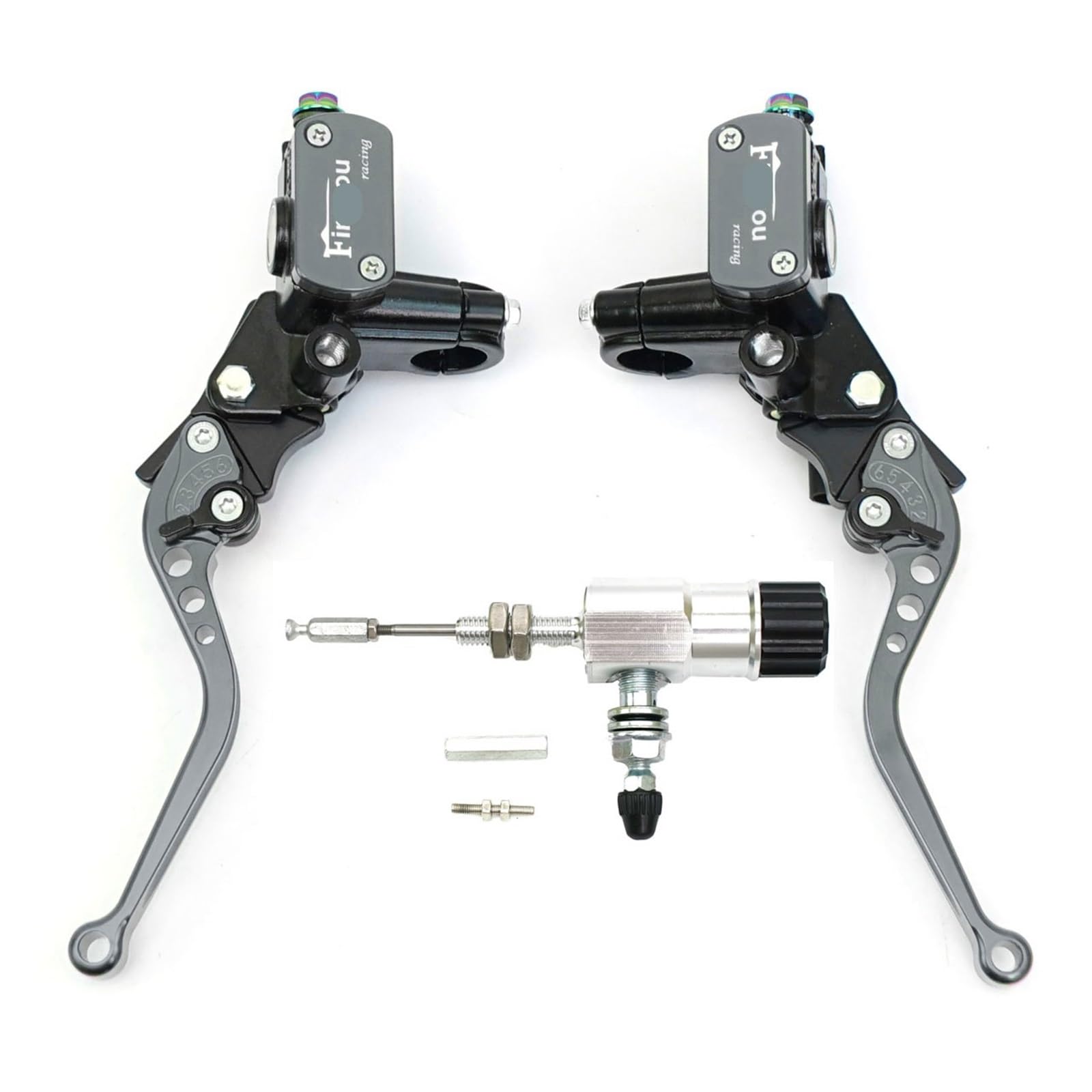 Ywqjiopm One Set Grey Motorcycle Brake Clutch Lever 22Mm Motorcycle Brake Pump Lever Handle Hydraulic Clutch Master Cylinder Brake Clutch Lever Handle Clutch Lever