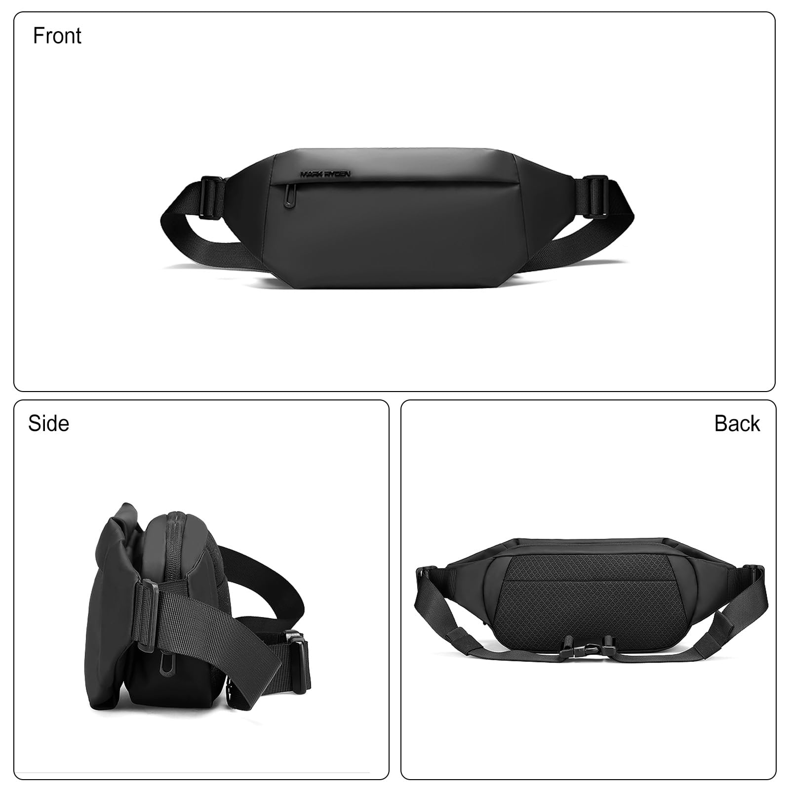 FANDARE Sac Banane Homme Femme étanche Cargo Multipoches Sac Ceinture Banane Polyester avec Poche Avant Sac à Dos Banane Imperméable Légère pour Voyage Randonnée Course Sport Moto Vélo