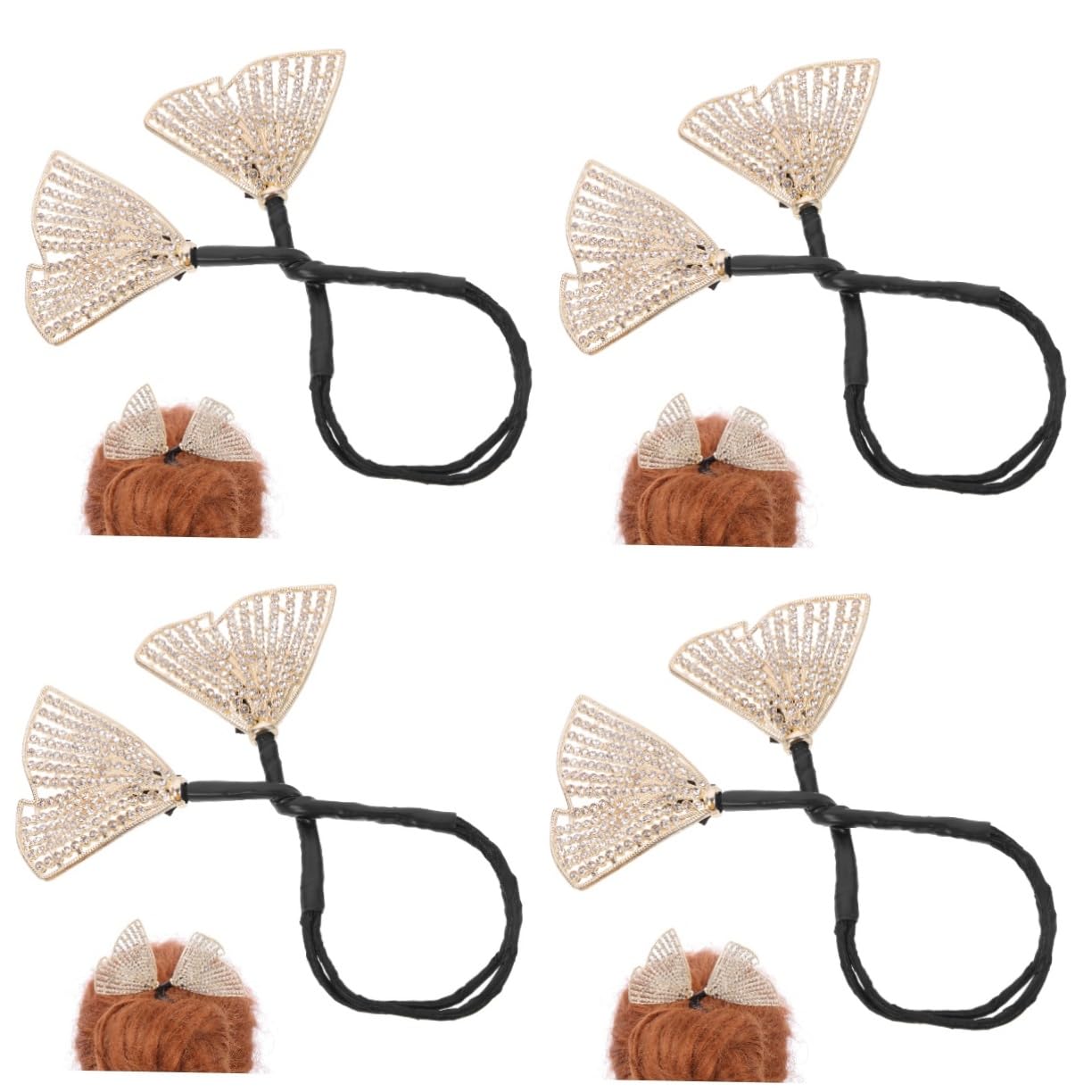 DOITOOL 4stücke Fashion Hair Bun Maker Mit Glitzersteinen Eleganter Haarbunner Für Duttfrisuren Einfach Zu Bedienen Für Jeden Anlass Als Für Frauen Und Mädchen