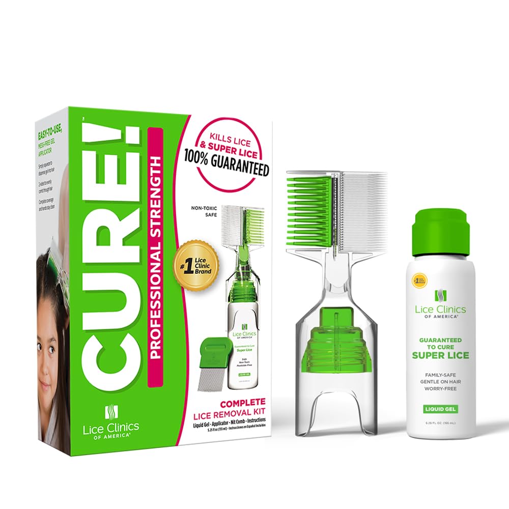 Lice Treatment Kit by Lice Clinics-Guaranteed Cure for Super Lice-Safe, Non-Toxic (Complete Kit with 5.25oz Shampoo, Metal Comb & More)