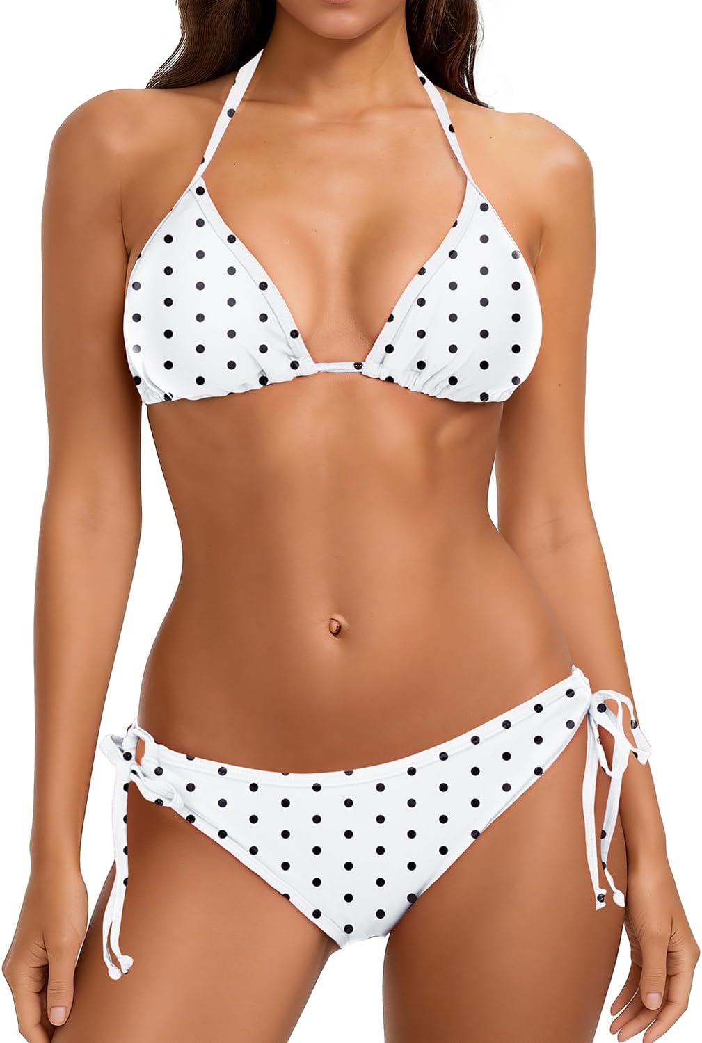 Women Triangle String Halter Bikini Set - Two Piece Swimsuit Teen Bathing Suit Sexy Swim Suit Tie Side