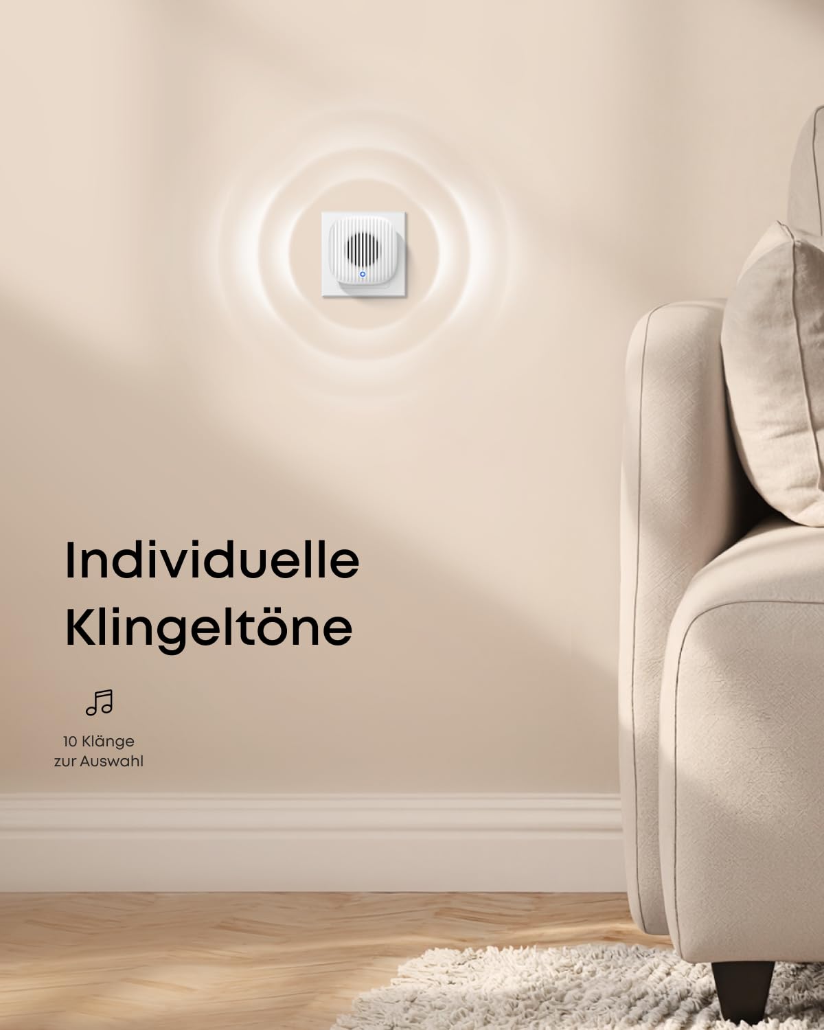 eufy Chime 2 Zusatzklingel, 10 vorinstallierte Melodien, Dual-Band-WLAN (2,4/5GHz), einfache Einrichtung, Bluetooth Auto-Pairing, einstellbare Lautstärke bis 80dB