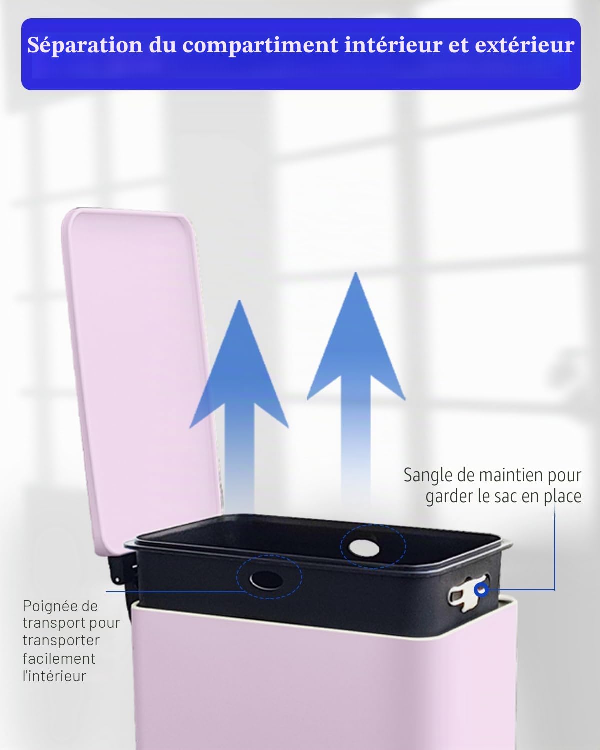 Poubelle de salle de bain avec couvercle - En acier inoxydable - 10 l - Petite poubelle de salle de bain - Poubelle à pédale - En acier inoxydable - Pour salle de bain, chambre et bureau