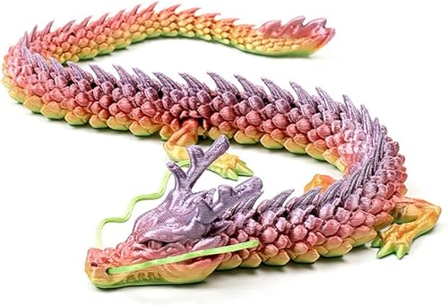 TEAMWILL Dragón impreso en 3D, dragón articulado completo, figura coleccionable de plástico flexible impresa en 3D (Arco iris45cm)