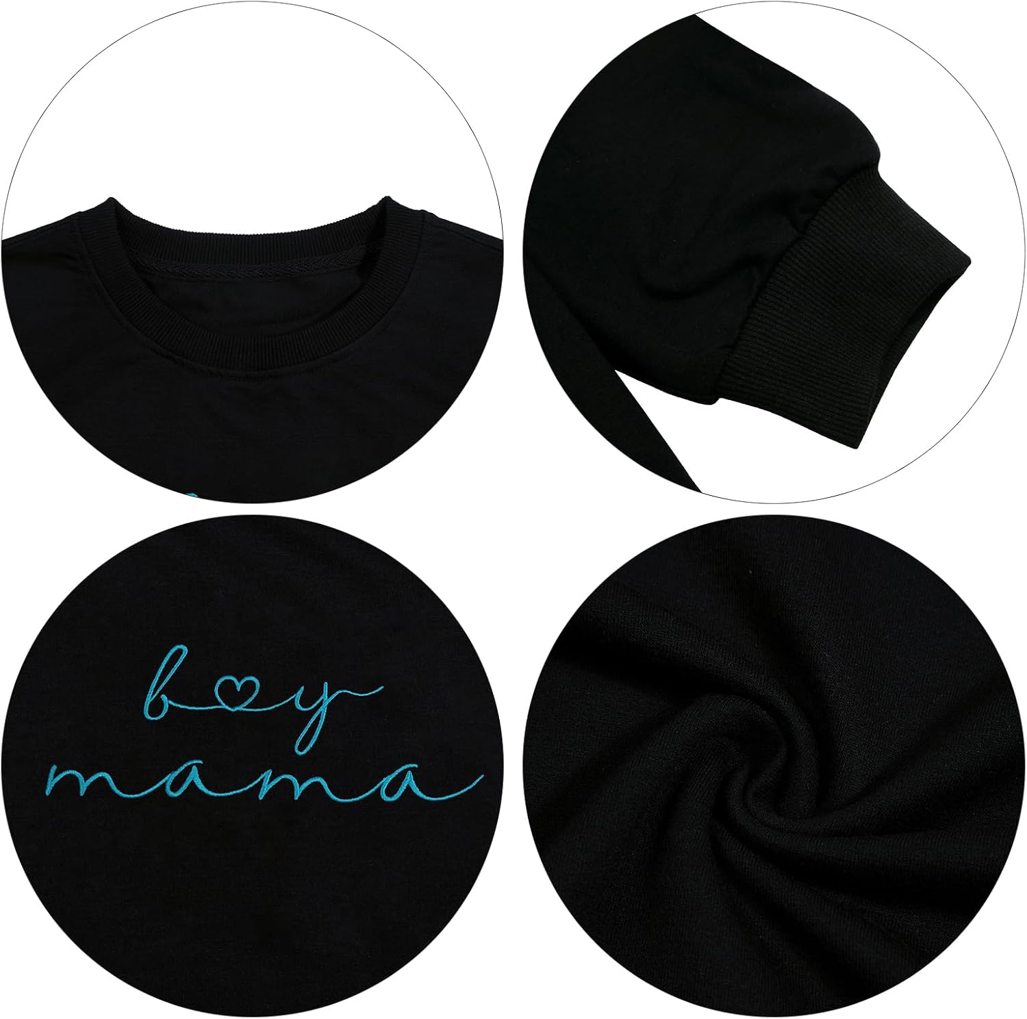 MYHALF Women Mama Oversized Crewneck Sweatshirt: Momma Embroidered Shirt Funny Mom Letter Print Long Sleeve Pullover Tops