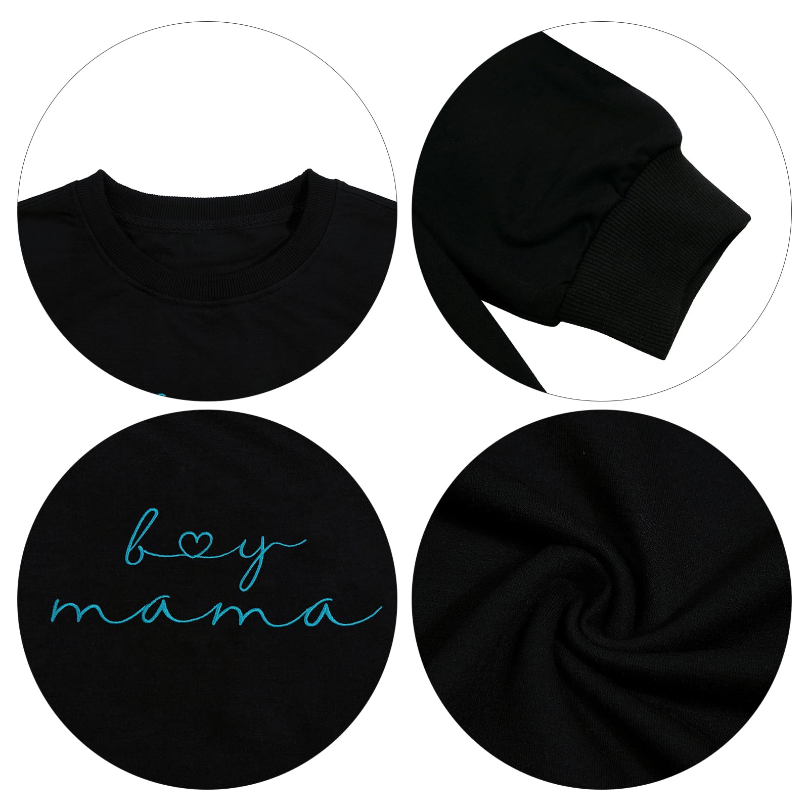 MYHALF Felpa girocollo oversize da donna: maglietta ricamata con scritta divertente per la mamma, a maniche lunghe, con stampa di lettere