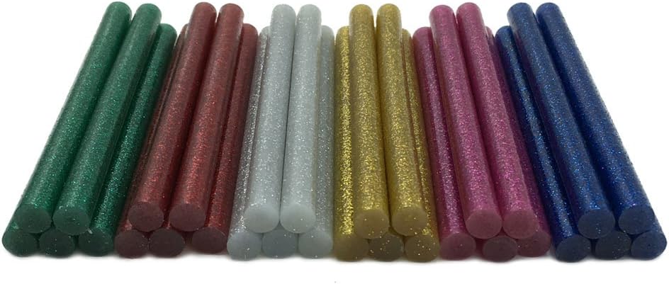 30 Pack Hot Melt Glue Sticks Multicolor Glitter Hot Melt Glue Sticks Adhesive for Handmade Craft DIY Tools 7mm*100mm