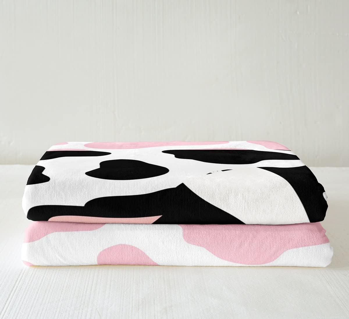 Erosebridal Kids Cow Print Travel Blanket Milk Cow Fleece Blanket Black Pink Stripes of Cowhide Blanket Twin Size Cute Cartoon Cow with Bubble Throw Blanket for Sofa for Toddlers Children Bedroom,Soft