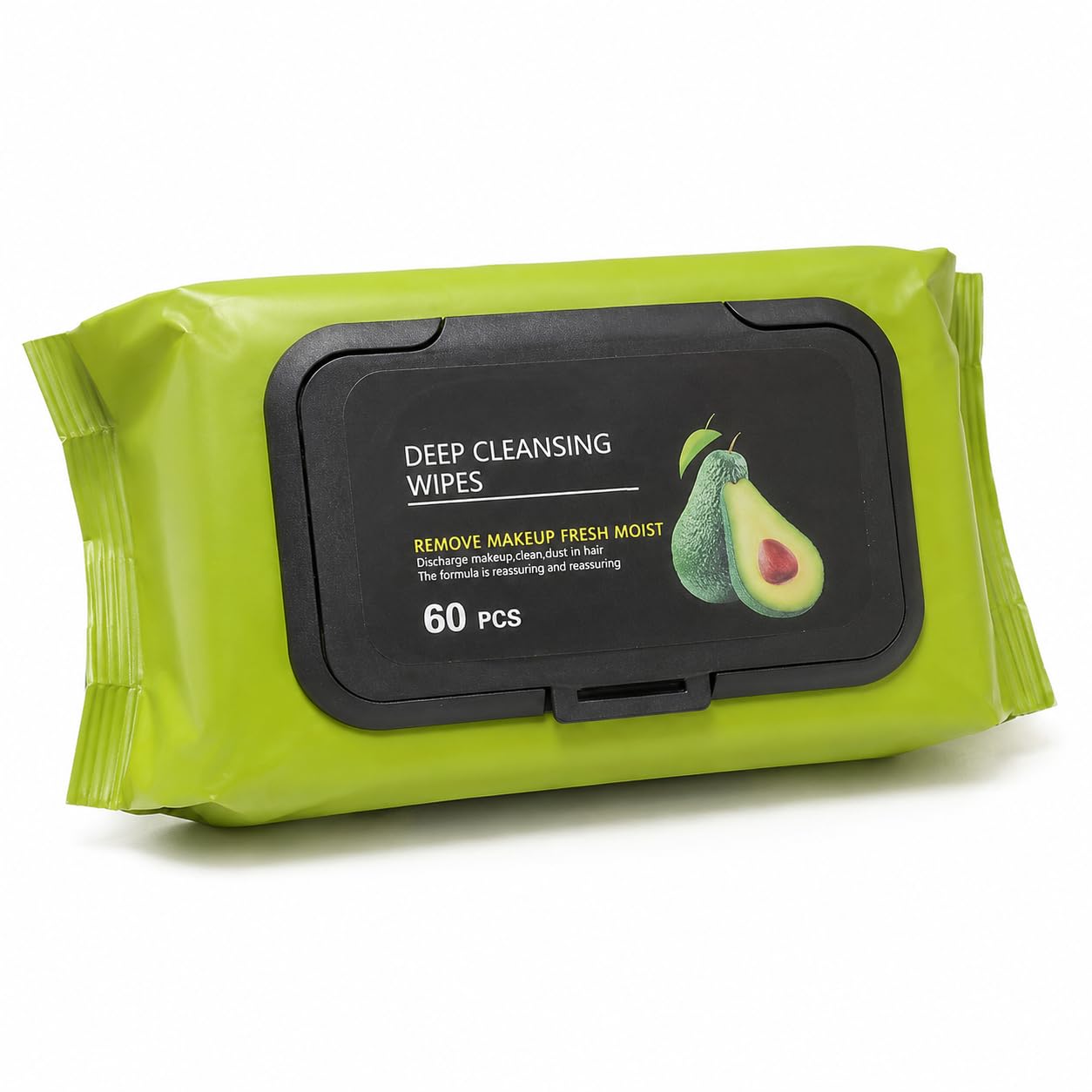 Makeup Remover Wipes with Aloe Cucumber Vitamin E, 60 Pcs | Resealable travel pack, soft cotton cleansing sheets, avocado-inspired fresh care for eyes, lips, Pack of 1-image-9