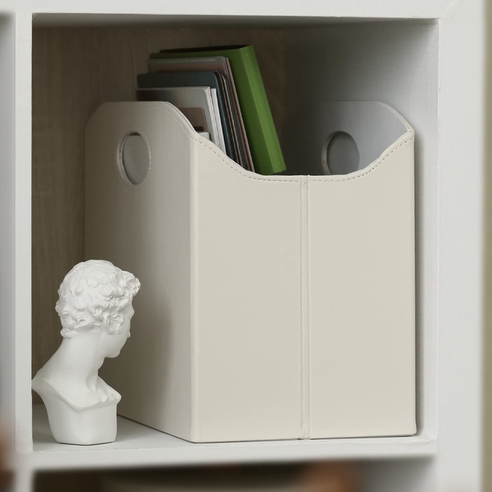 EZDeco Portariviste pieghevole da pavimento in pelle PU, porta giornali, libri, riviste, documenti, organizer per ufficio, casa, regali di Natale (nero