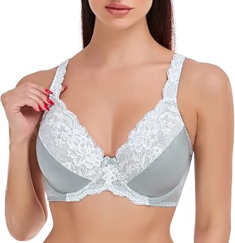 Women's Minimizer Bra Plus Size Full Coverage Underwire Unlined Lace Bras
