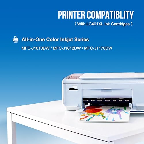 Miniatura 3 de LC401 XL - Cartuchos de tinta compatibles con impresora Brother LC401XL LC401 XL para MFC-J1010DW MFC-J1012DW MFC-J1170DW (cian, magenta, amarillo,