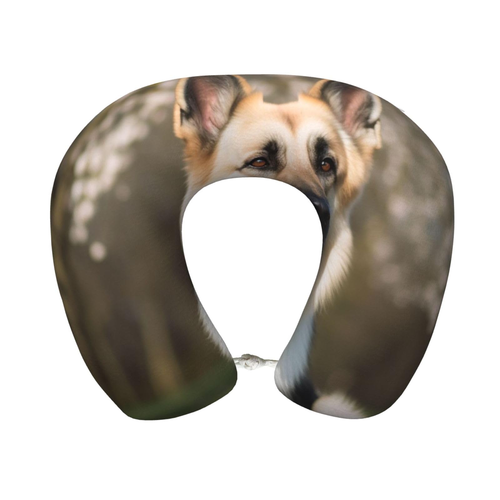 peiyeety German Shepherd Dog Travel Pillow Memory Foam - Comfortable U Shape Neck Pillows for Sleeping, Neck and Head Support Portable Airplane Pillow Adjustable Flight Pillow, Washable Cover
