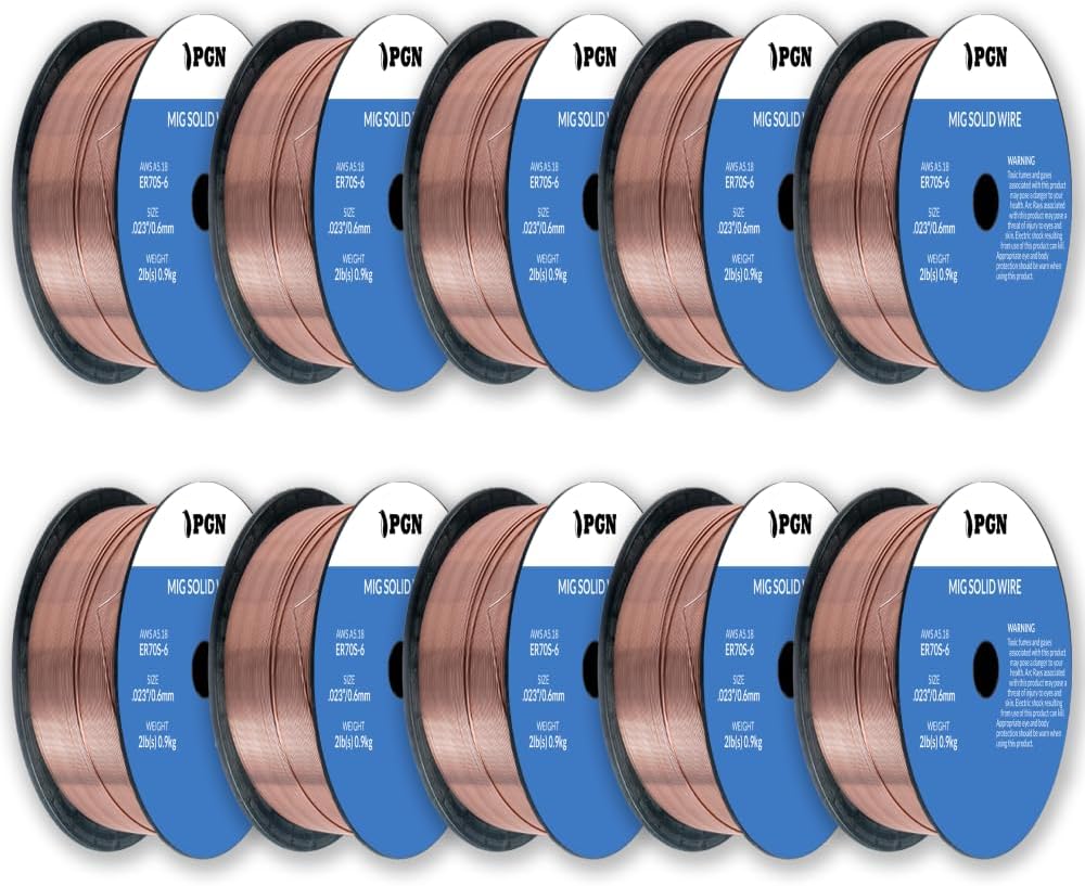 (4 Pack) PGN Solid MIG Welding Wire - ER70S-6 .030 Inch - 2 Pound Spool - Mild Steel MIG Wire with Low Splatter and High Levels of Deoxidizers - For All Position Gas Welding