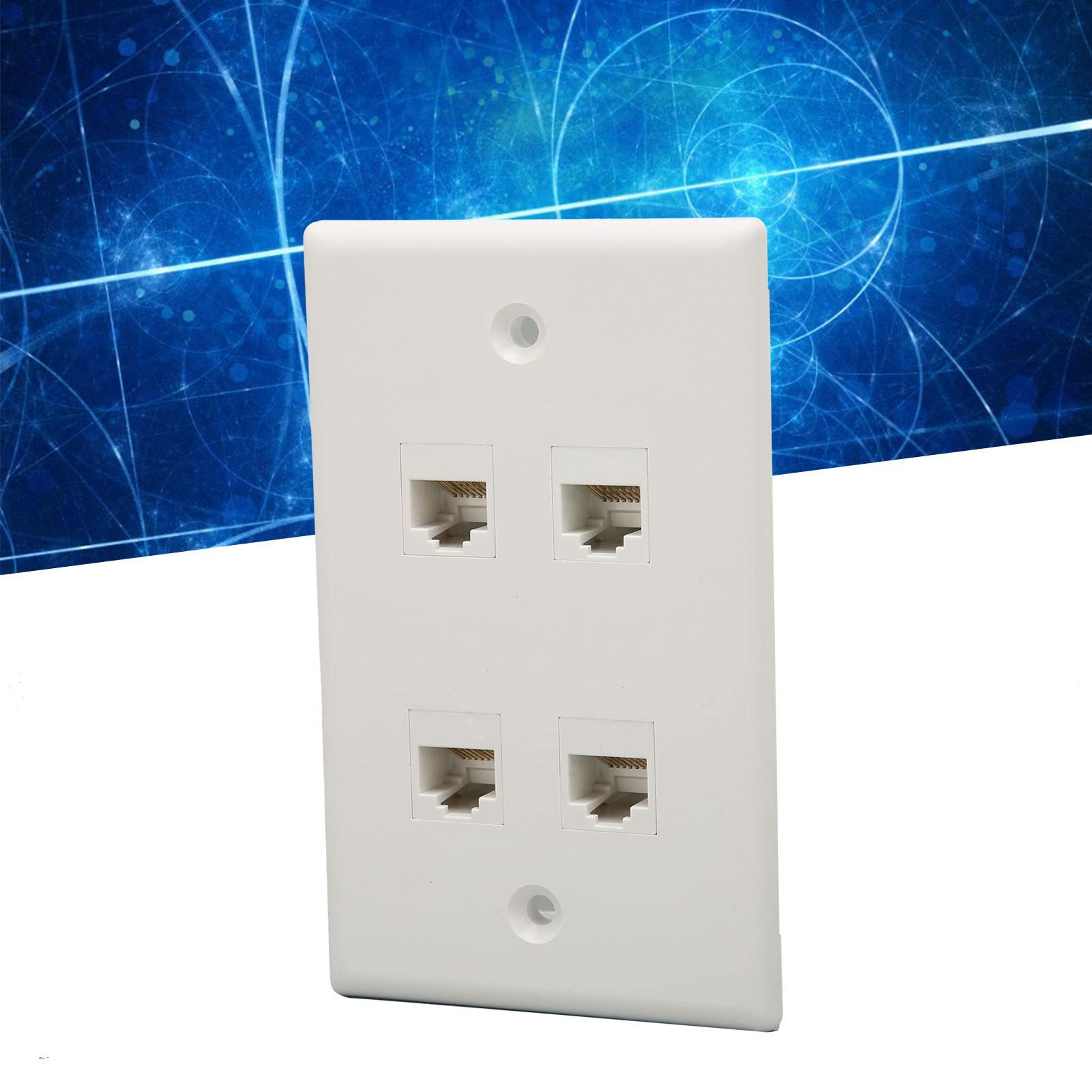Piastra da Parete Ethernet 4 Porte, Piastra da Parete Jack Keystone Cat6 con Inserto Accoppiatore in Linea Keystone RJ45, da Femmina a Femmina, Bianco