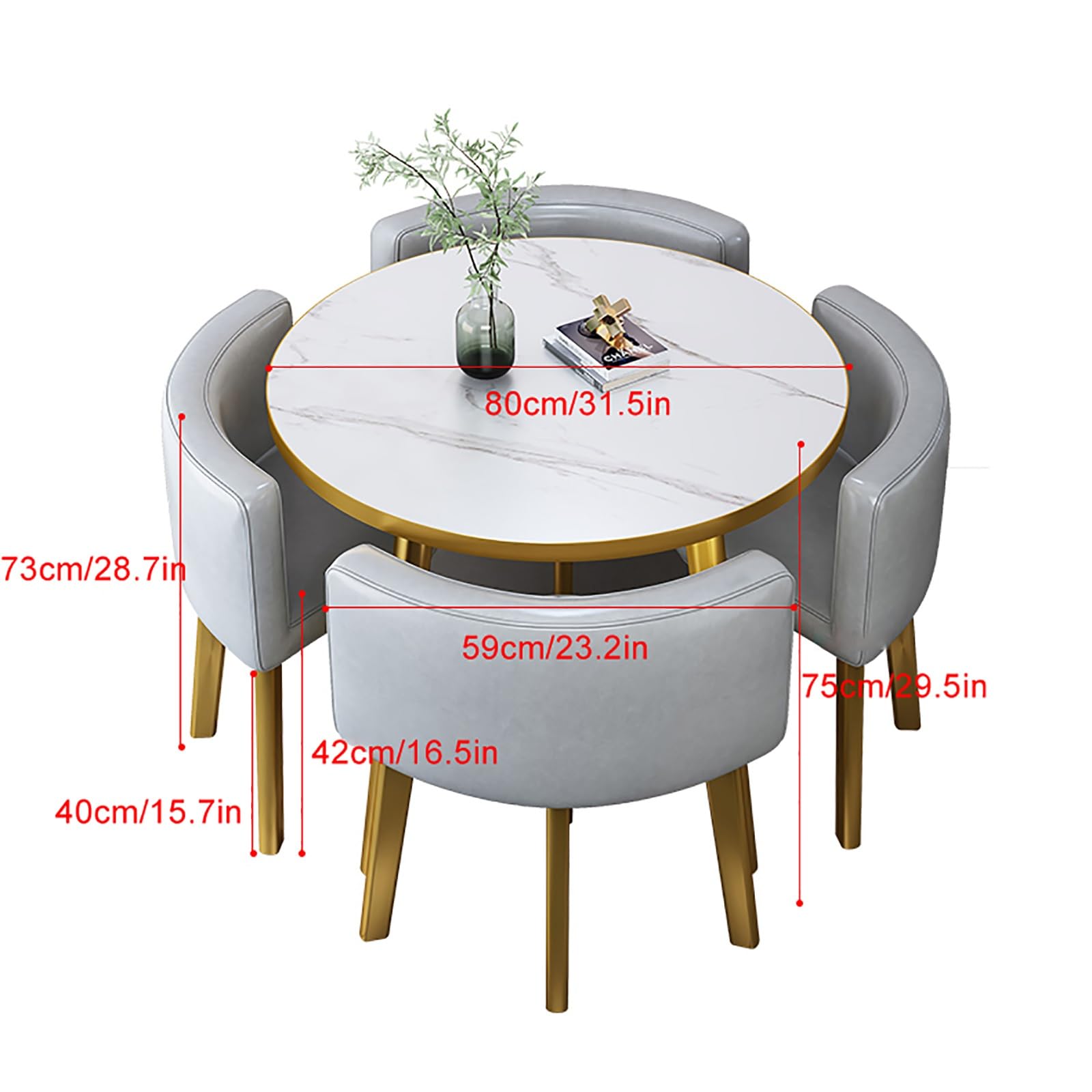 Modernes rundes Esstisch-Set für 4 Personen mit Stühlen, ideal für Büro, Empfang, Lounge oder Wohnzimmer, perfekt für Gastgeber, stilvoll und funktional.