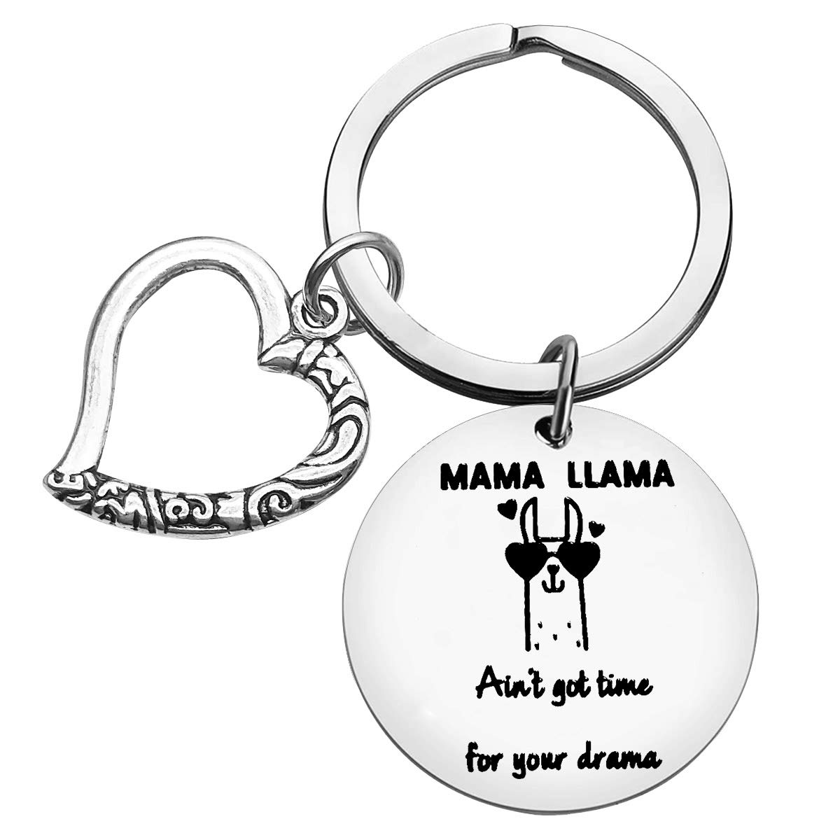 CiyumuLlama Gifts for women Llama Keychain Mama Gift Key Ring Cute Alpaca Keyring for Women Alpaca Gifts Animal Lover Gift for Llama Lovers Mama Llama Ain’t Got Time for Your Drama Keyring Mother's Day Gift
